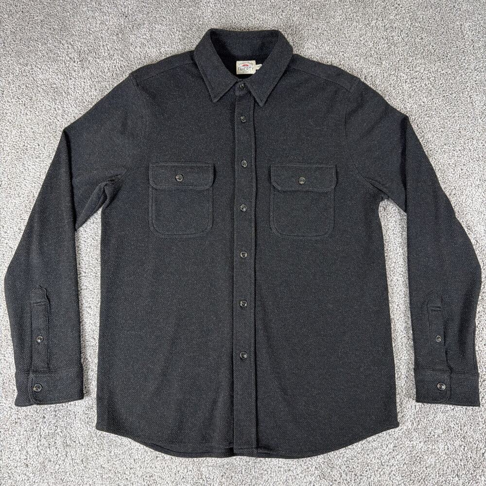 Faherty Flannel Shirt Mens M Black Button Up Legend Sweater Gorpcore Preppy